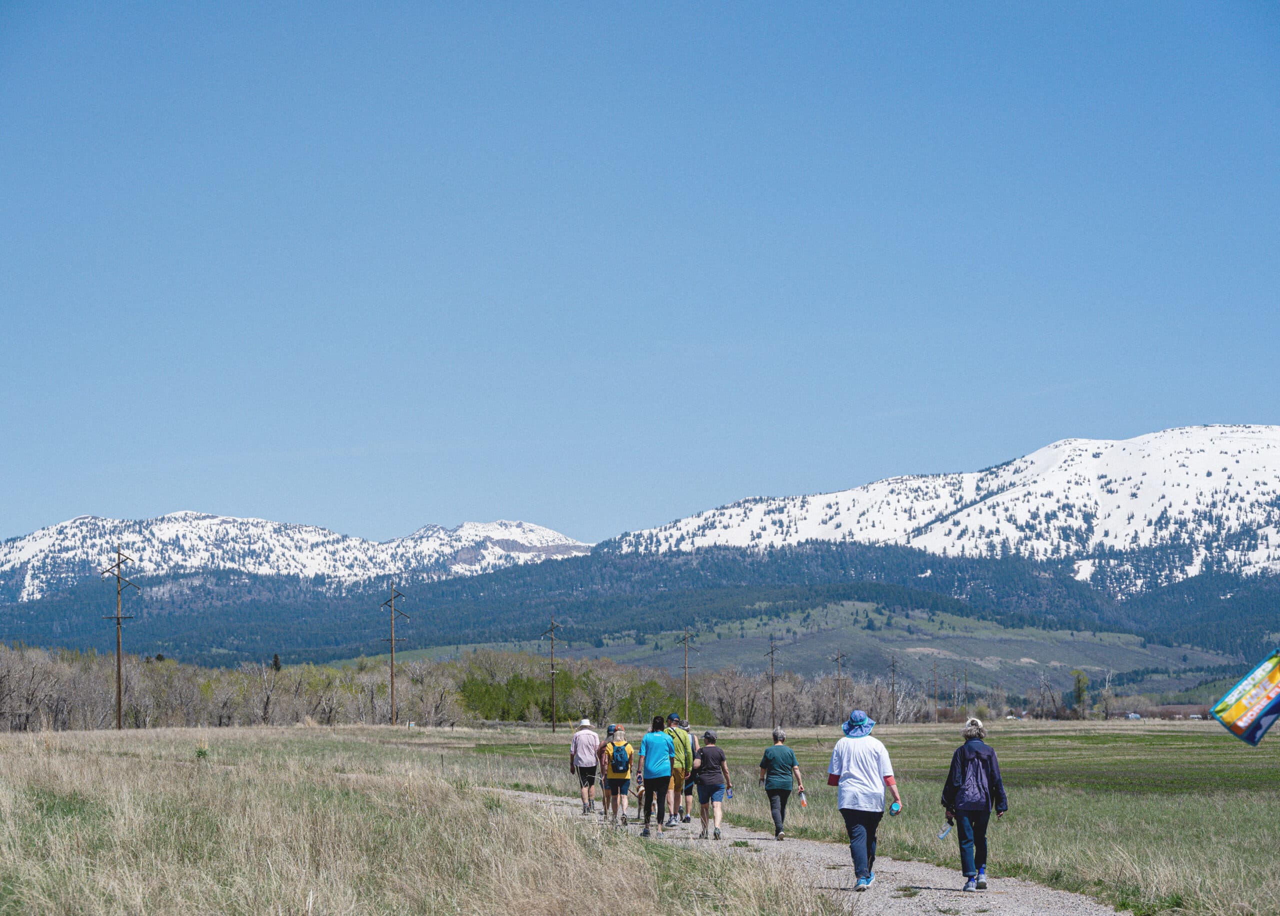 Seniors hiking on a path in Teton Valley, Idaho