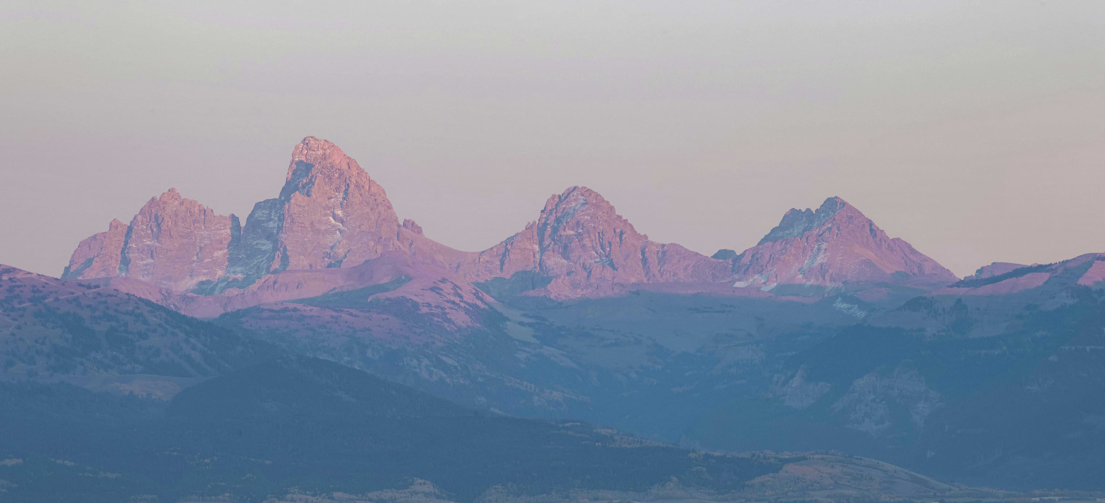 The Teton mountains as seen from Idaho